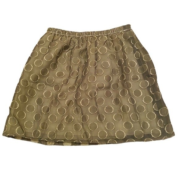 J Crew Womens 00 Army Green Textured Polka-dot Silk and Linen Pull on Mini Skirt - Picture 1 of 6